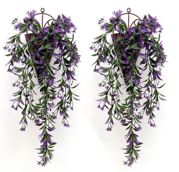 Lollanda Kunstig Vedbend 2 stk, Hængende kunstige blomster – 74 cm, Vejrbestandig, Formbar, Vejrbestandig Dekoration, Naturtro blomster til T