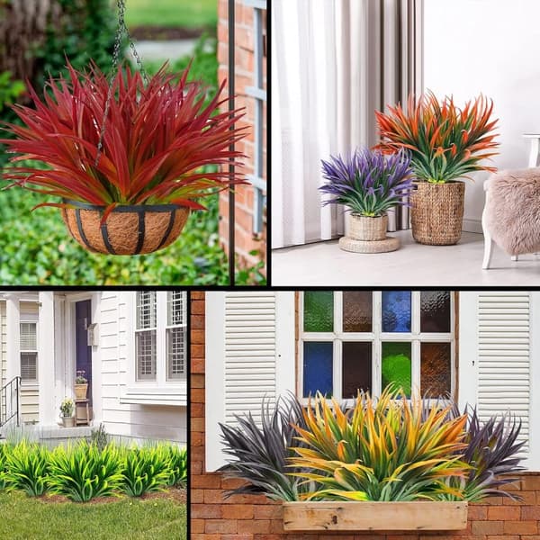 OBOSOE 16 stk kunstige blomster og kunstige planter UV-resistente til have- og vinduesdekoration