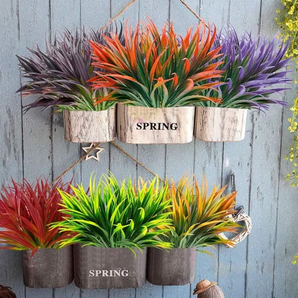 OBOSOE 16 stk kunstige blomster og kunstige planter UV-resistente til have- og vinduesdekoration