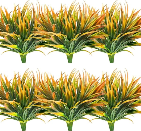 OBOSOE 16 stk kunstige blomster og kunstige planter UV-resistente til have- og vinduesdekoration Gul 16 buntar