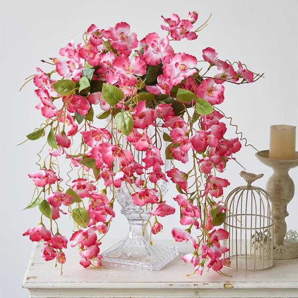 OBOSOE 2 stk kunstige blomster hængende hibiscus imiterede blomster UV-resistente til udendørs og indendørs dekoration