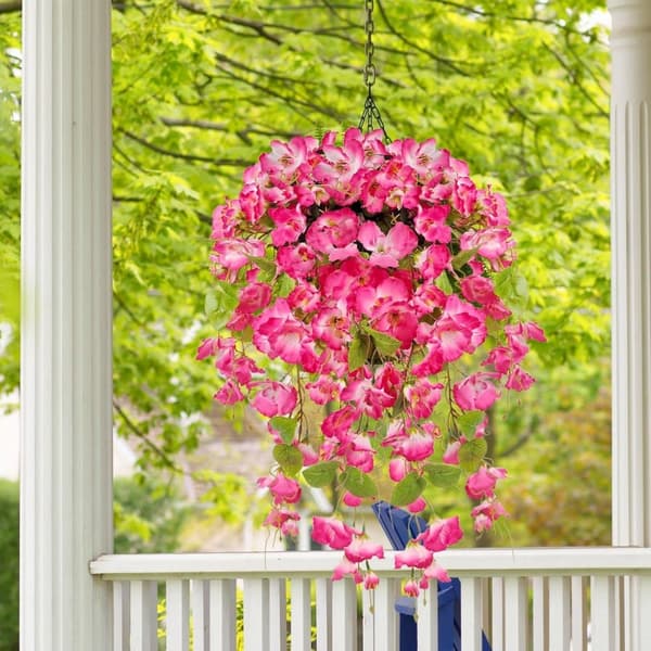 OBOSOE 2 stk kunstige blomster hængende hibiscus imiterede blomster UV-resistente til udendørs og indendørs dekoration