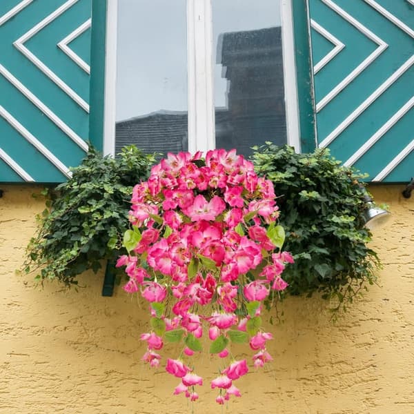 OBOSOE 2 stk kunstige blomster hængende hibiscus imiterede blomster UV-resistente til udendørs og indendørs dekoration