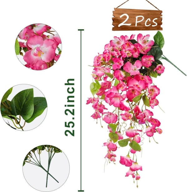 OBOSOE 2 stk kunstige blomster hængende hibiscus imiterede blomster UV-resistente til udendørs og indendørs dekoration