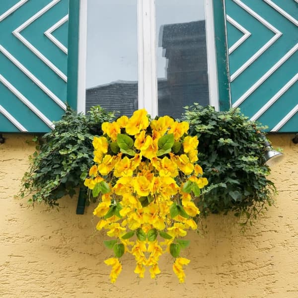OBOSOE 2 stk kunstige blomster hængende hibiscus imiterede blomster UV-resistente til udendørs og indendørs dekoration