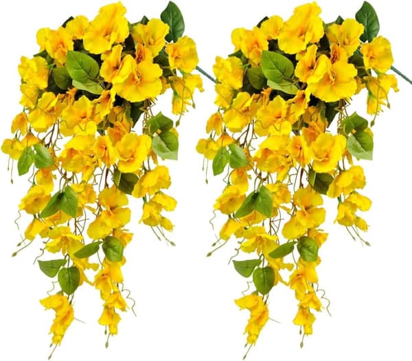 OBOSOE 2 stk kunstige blomster hængende hibiscus imiterede blomster UV-resistente til udendørs og indendørs dekoration