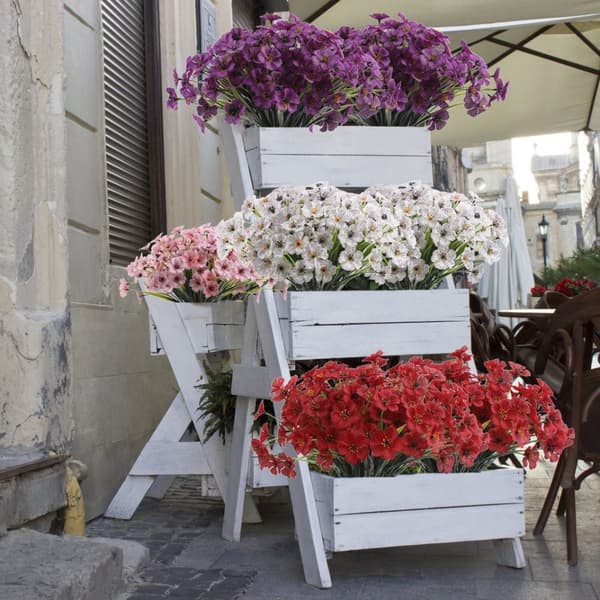 Lollanda Konstgjorda blommor, UV-beständig, underhållsfri, vattentålig, långvarig, elegant, dekorativ, för balkong, trädgård, fester
