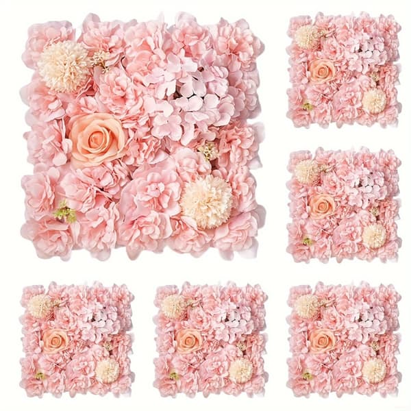 OBOSOE kunstige blomster 6 St. 3D baggrund vægdekoration - perfekt til bryllupper, fester, scene og terrasse Pink