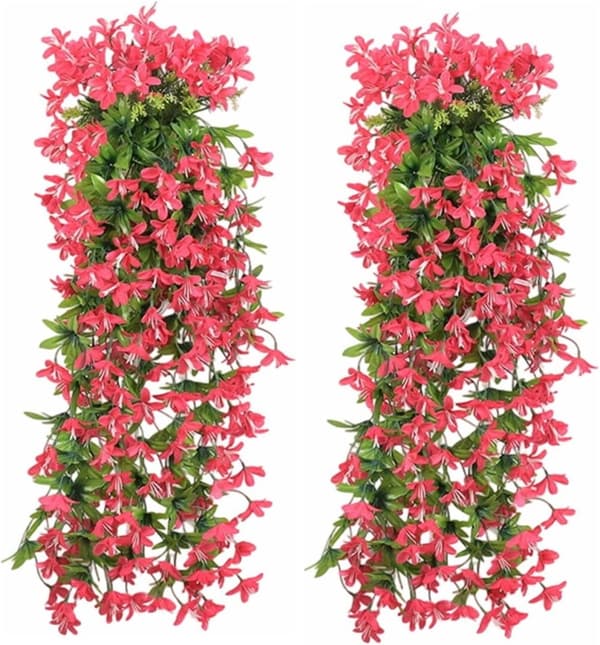 Lollanda Kunstige Vedhænge Blomster 2-pak, Vedbend Guirlande – UV-bestandig, Flerfarvet, 80cm Indretning