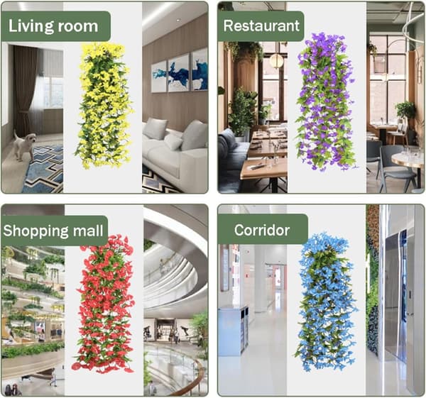 Lollanda Kunstige Vedhænge Blomster 2-pak, Vedbend Guirlande – UV-bestandig, Flerfarvet, 80cm Indretning