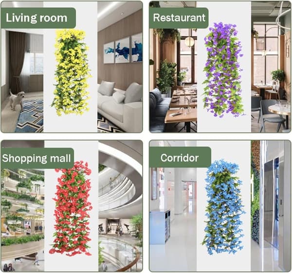 Lollanda Kunstige Vedhænge Blomster 2-pak, Vedbend Guirlande – UV-bestandig, Flerfarvet, 80cm Indretning