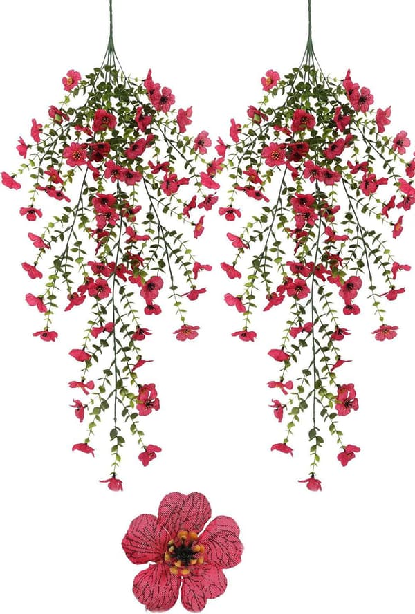 Lollanda Kunstige vedhængsblomster 2-pak 76 cm, Vedbend guirlande, Kunstige vedhængsblomster – UV-bestandig, Flerfarvet