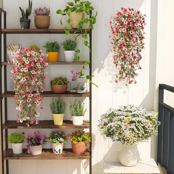 Lollanda Kunstige vedhængsblomster 2-pak 76 cm, Vedbend guirlande, Kunstige vedhængsblomster – UV-bestandig, Flerfarvet