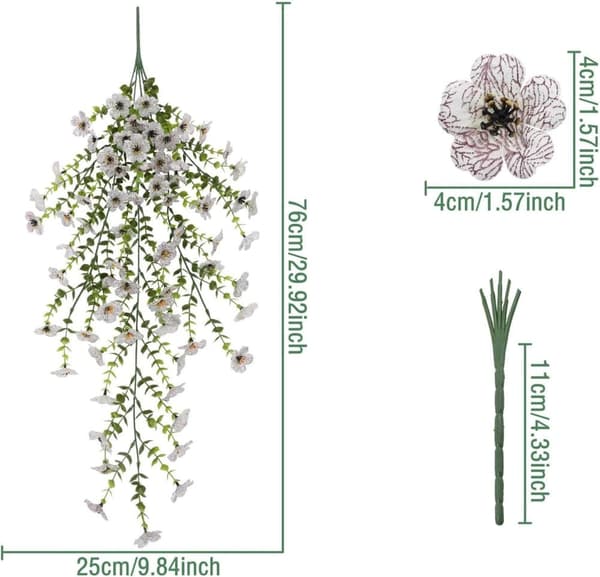 Lollanda Kunstige vedhængsblomster 2-pak 76 cm, Vedbend guirlande, Kunstige vedhængsblomster – UV-bestandig, Flerfarvet