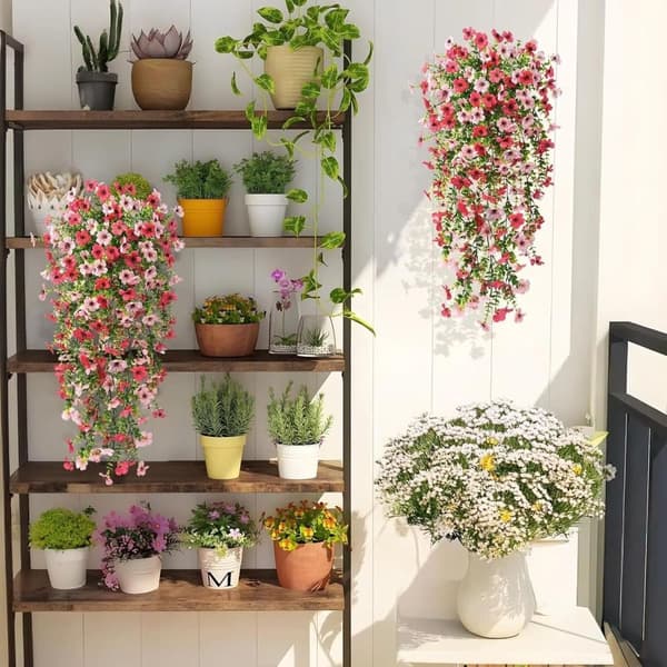 Lollanda Kunstige vedhængsblomster 2-pak 76 cm, Vedbend guirlande, Kunstige vedhængsblomster – UV-bestandig, Flerfarvet