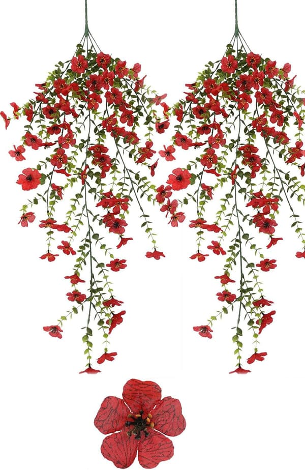 Lollanda Kunstige vedhængsblomster 2-pak 76 cm, Vedbend guirlande, Kunstige vedhængsblomster – UV-bestandig, Flerfarvet