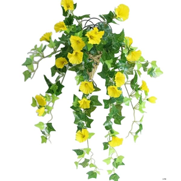 Konstgjorda Hängande Blommor, Sidenblomhuvuden, Perfekta för Dekoration,1st gul