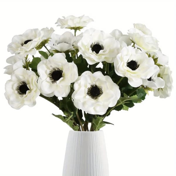 Blomsterbuskar, realistiska konstblommor, inredning för inomhusbruk,6st, Vit