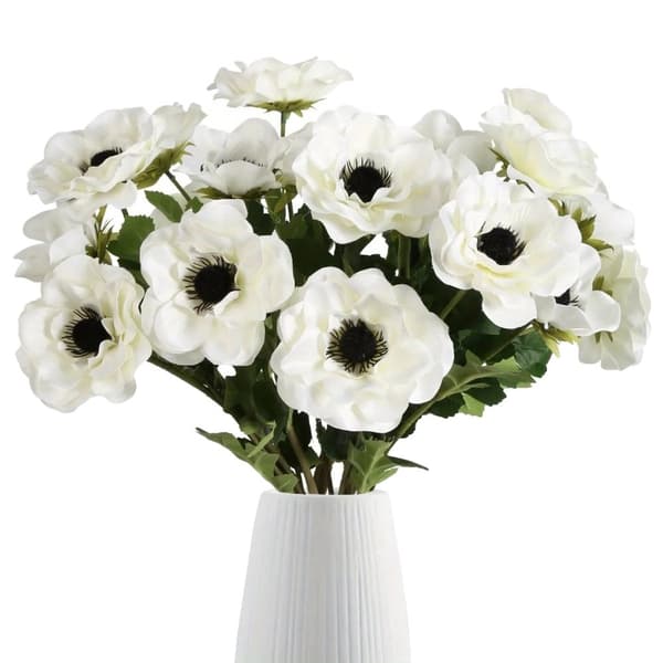 Blomsterbuskar, realistiska konstblommor, inredning för inomhusbruk,6st, Vit