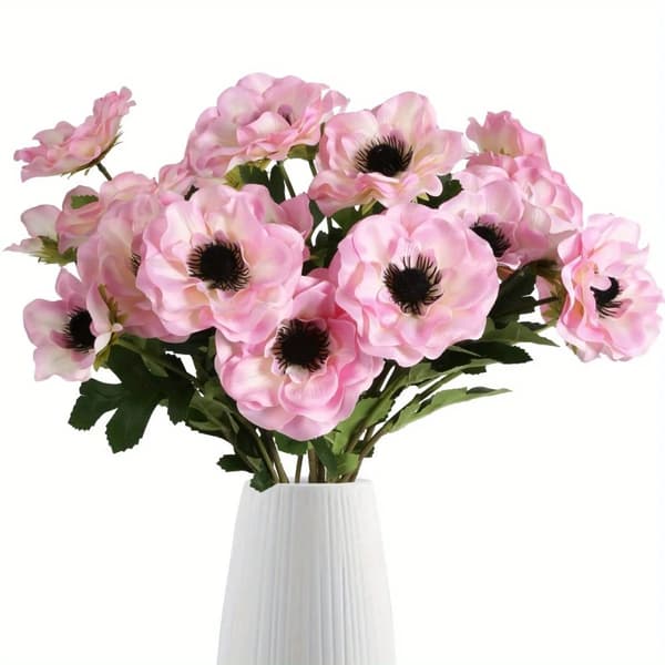 Blomsterbuskar, realistiska konstblommor, inredning för inomhusbruk,6st, rosa