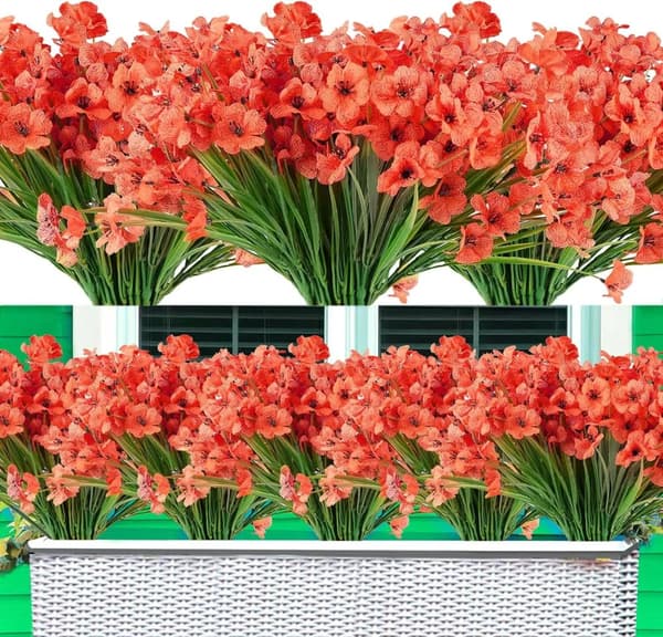 Kunstige blomster, UV-bestandige, falmer ikke,Appelsin