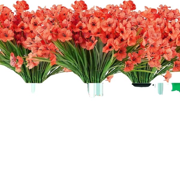 Kunstige blomster, UV-bestandige, falmer ikke,Appelsin