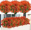 Miniatyrbillede 2 af 2: Kunstige blomster, UV-bestandige, letvægts,Bundles 4orange Rød