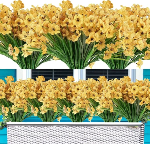 Kunstige blomster, UV-bestandige, falmer ikke,Gul