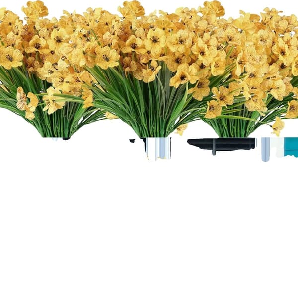 Kunstige blomster, UV-bestandige, falmer ikke,Gul