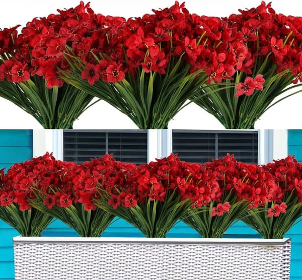 Konstgjorda Blommor, UV-beständiga, Ingen Bleknande,Djupröd