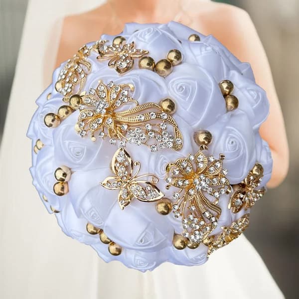 Brudebuketter, Silke Blomster, Håndlavet Design,G4, 30CM