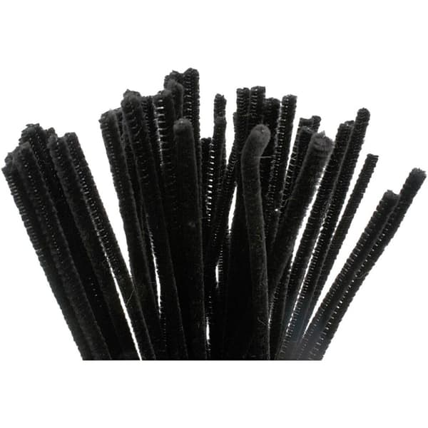 Chenille, L: 30 cm, tykkelse 6 mm, sort, 50 stk./ 1 pk.