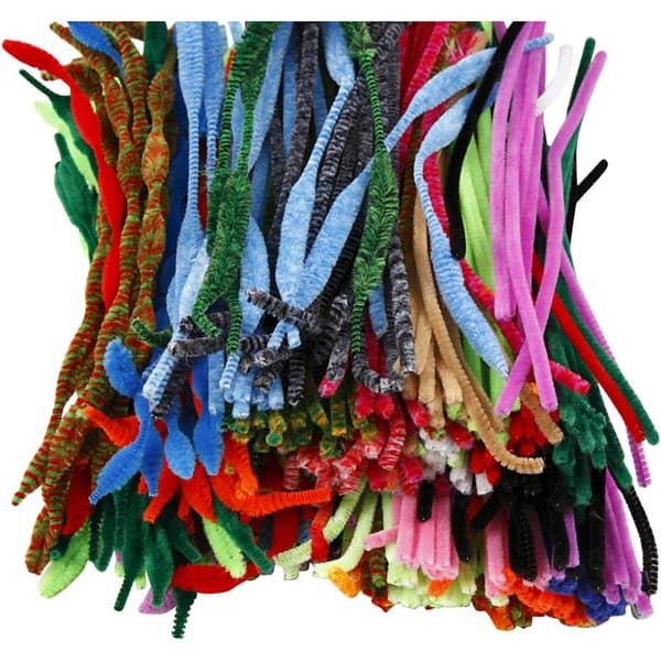 Chenille, L: 30 cm, tykkelse 6-15 mm, ass. farver, 500 ass./ 1 pk.