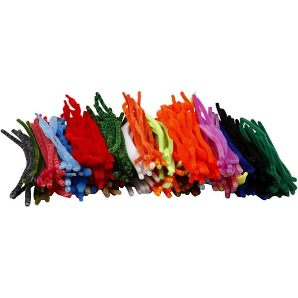 Chenille, L: 30 cm, tykkelse 6-15 mm, ass. farver, 500 ass./ 1 pk.