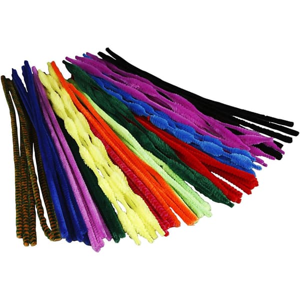 Chenille, L: 30 cm, tykkelse 6-15 mm, ass. farver, 500 ass./ 1 pk.