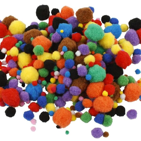 Pomponer, diam. 5-40 mm, ass. farver, 42 g/ 1 pk.