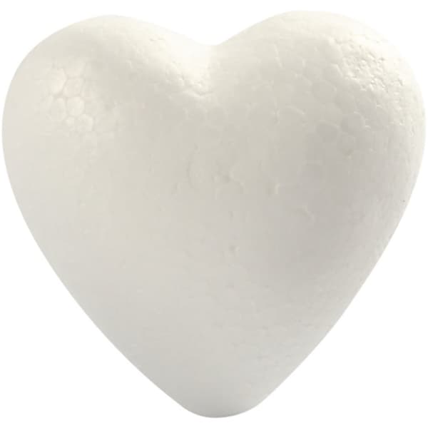Hjerte, H: 8 cm, D: 4,5 cm, B: 8 cm, hvit, 5 stk./ 1 pk.
