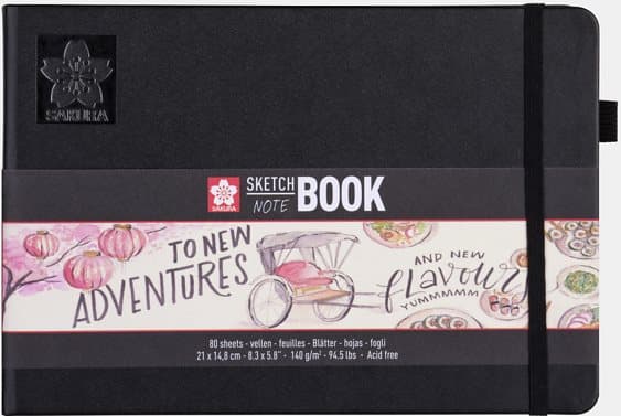 Sakura sketch/note book 21x14 cm 80 sidor, creme vitt papper 140g