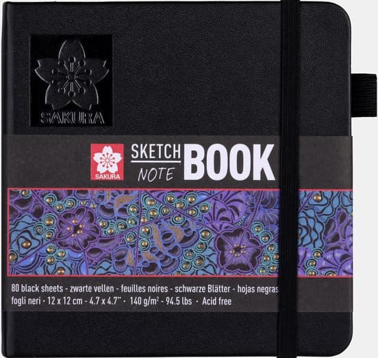 Sakura sketch/note book 12x12 cm 80 sidor, svart papper 140g