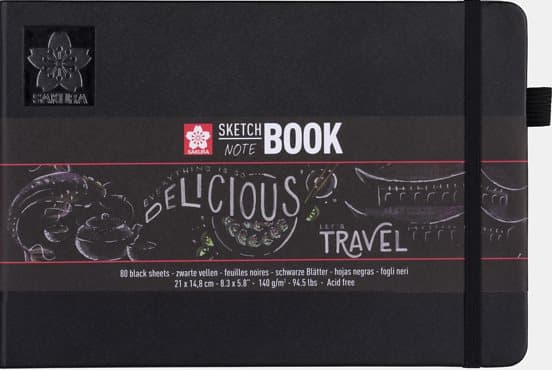 Sakura sketch/note book 21x14 cm 80 sidor, svart papper 140g