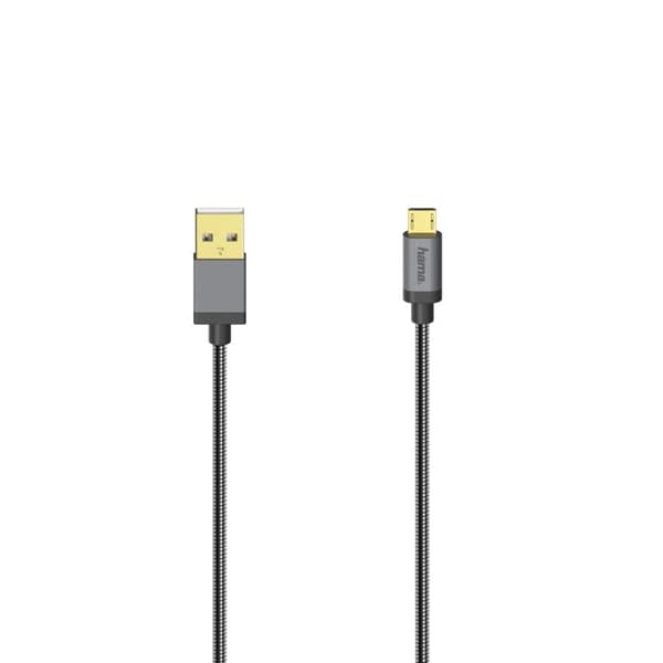 Hama Prime Line - USB-kabel - USB (M) till Micro-USB Typ B (M) - USB 2.0 - 3 A - 75 cm - Antracitsvart