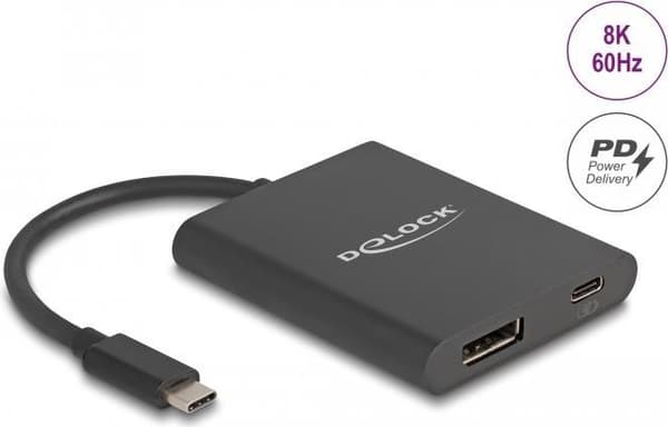 Delock - Videoadapter - DisplayPort (Alt Mode) - 13cm - understøtter 8K 30 Hz (7680 x 4320), understøtter 4K 120 Hz (3840 x 2160), 8K60Hz (7680 x 4320