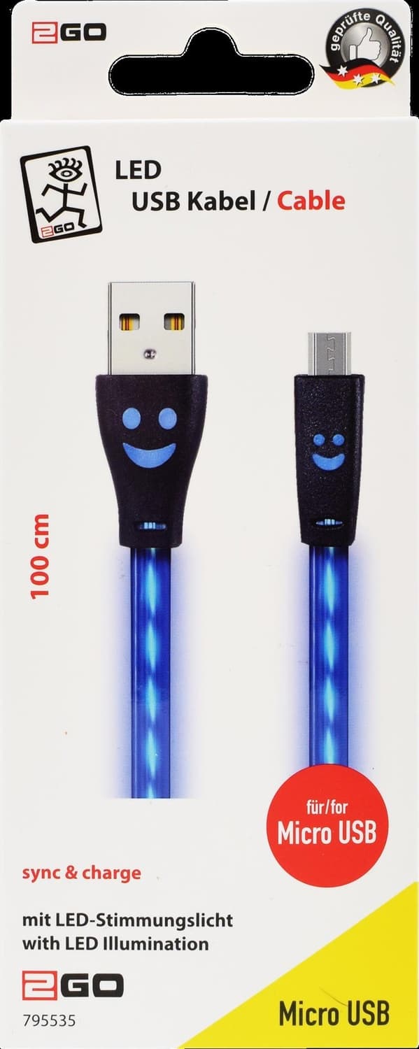 2GO 795535 USB-kabel 1 m USB B Micro-USB B Blå (795535)