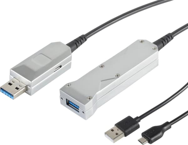 S/CONN maksimal tilslutning USB-udvidelse optisk USB 3.0 - USB 3.0 A han til USB 3.0 A + USB Micro B hun, 20.0m (30-35095)