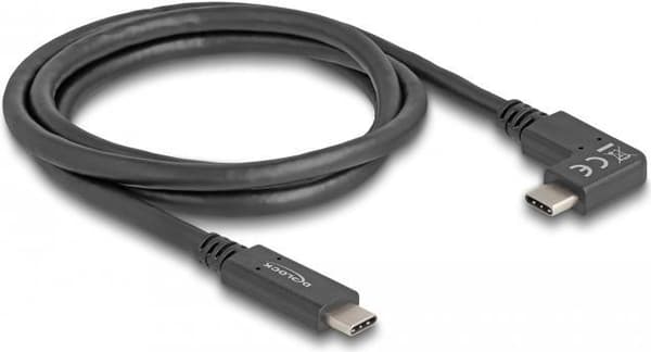 Delock - USB-kabel - 24 pin USB-C (M) til 24 pin USB-C (M) vinklet - USB 3.2 Gen 2 - 3 A - 1,0 m - USB Power Delivery (60W), understøtter 4K 144 Hz (3