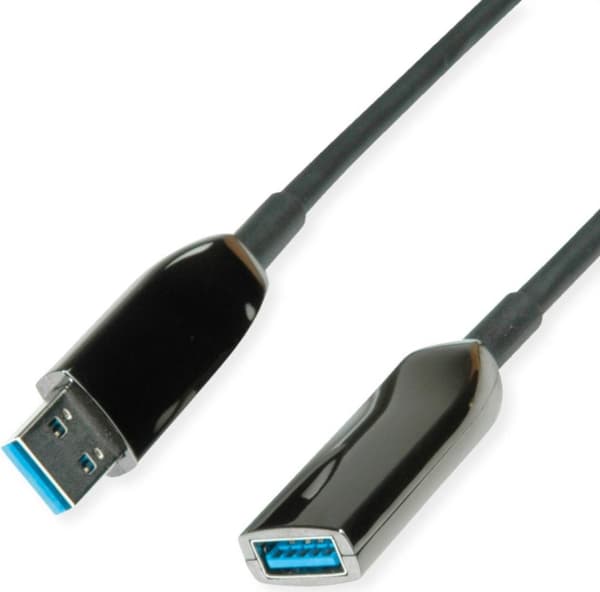 ROLINE USB3.2 Gen1 Act. AOC-kabel ST/ST 15m - Kabel - Digital/Data - 15 m (12.04.1076)