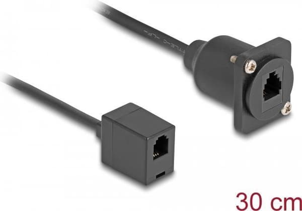 Delock - Verkkokaapeli - RJ-10 (L) - RJ-10 (L) D-sub - 30 cm - Musta (87969)