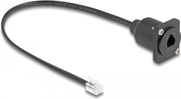 Delock - Telefonförlängningskabel - RJ-10 (M) till RJ-10 (W) skruvbar - 30 cm - Svart (87965)