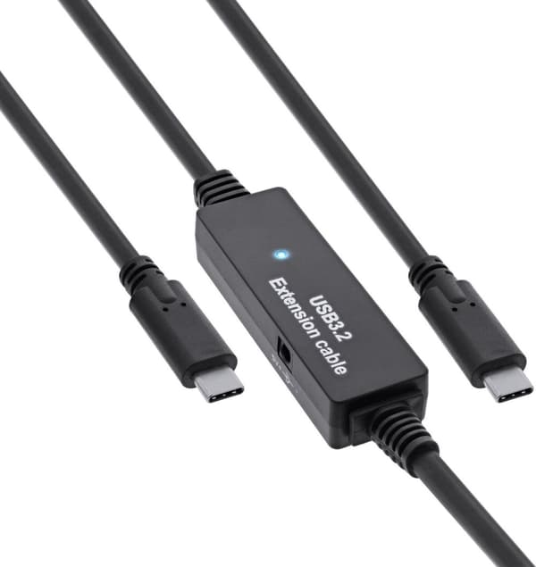 InLine USB 3.2 Gen.1 aktiv kabel - USB-C hane till USB-C hane - svart - 10m (35671C)