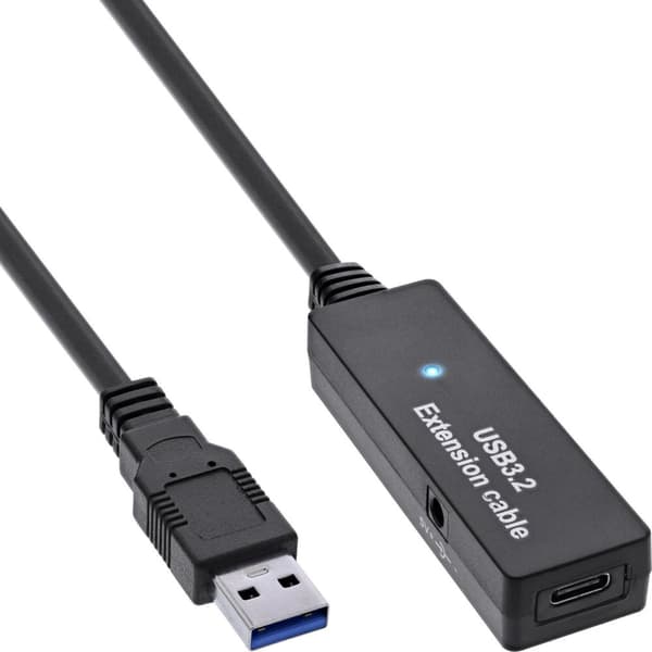InLine USB 3.2 Gen.1 aktiv förlängning - USB-A-kontakt till USB-C-uttag - 5m (35650B)